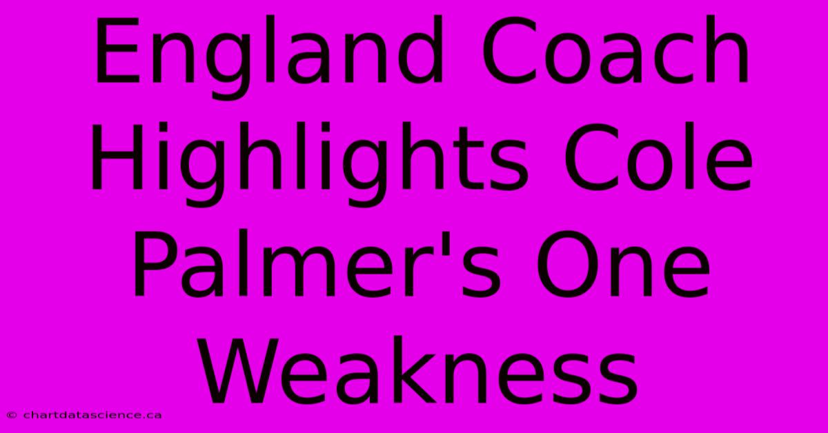 England Coach Highlights Cole Palmer's One Weakness