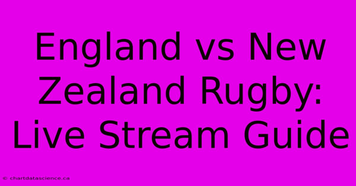 England Vs New Zealand Rugby: Live Stream Guide