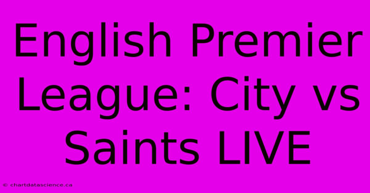 English Premier League: City Vs Saints LIVE