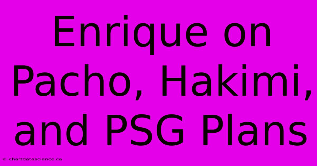 Enrique On Pacho, Hakimi, And PSG Plans