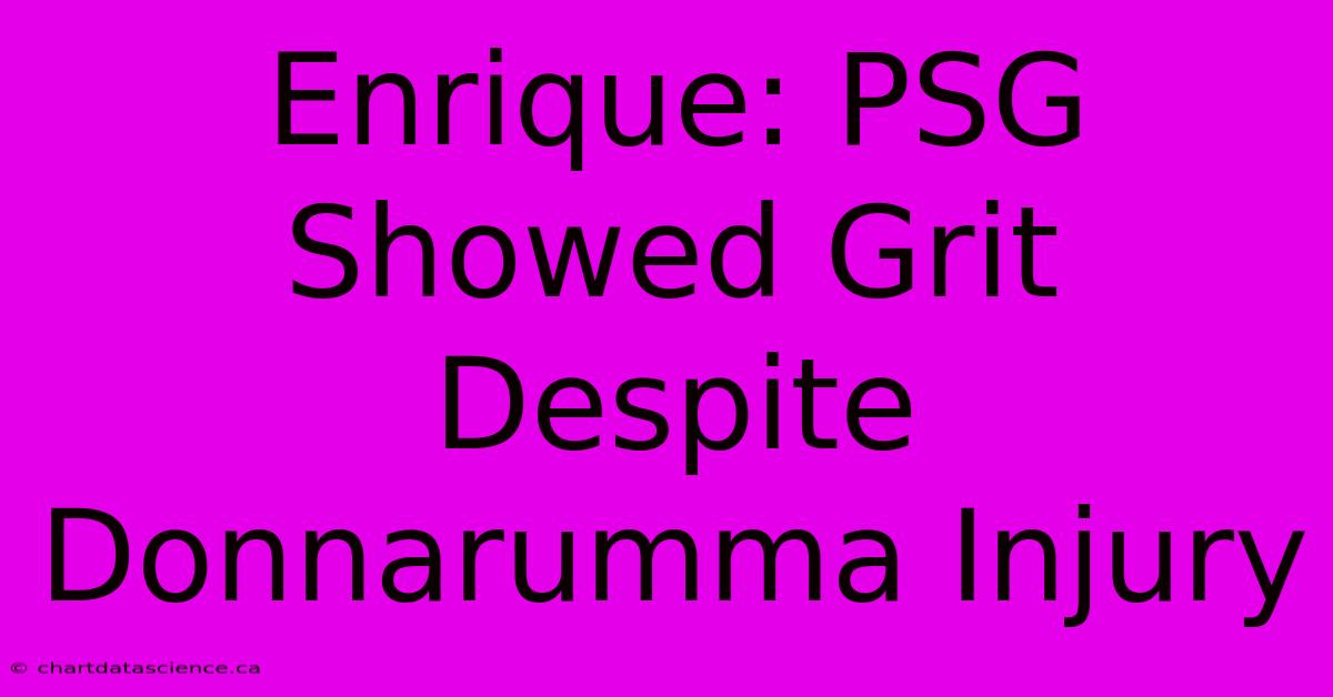 Enrique: PSG Showed Grit Despite Donnarumma Injury