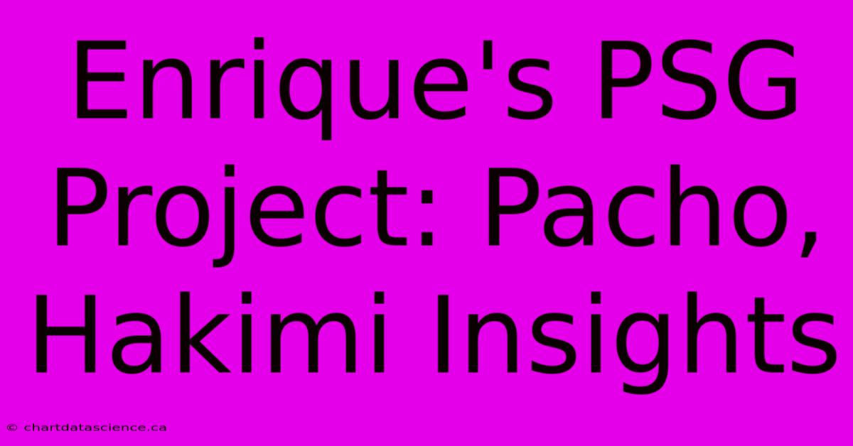 Enrique's PSG Project: Pacho, Hakimi Insights