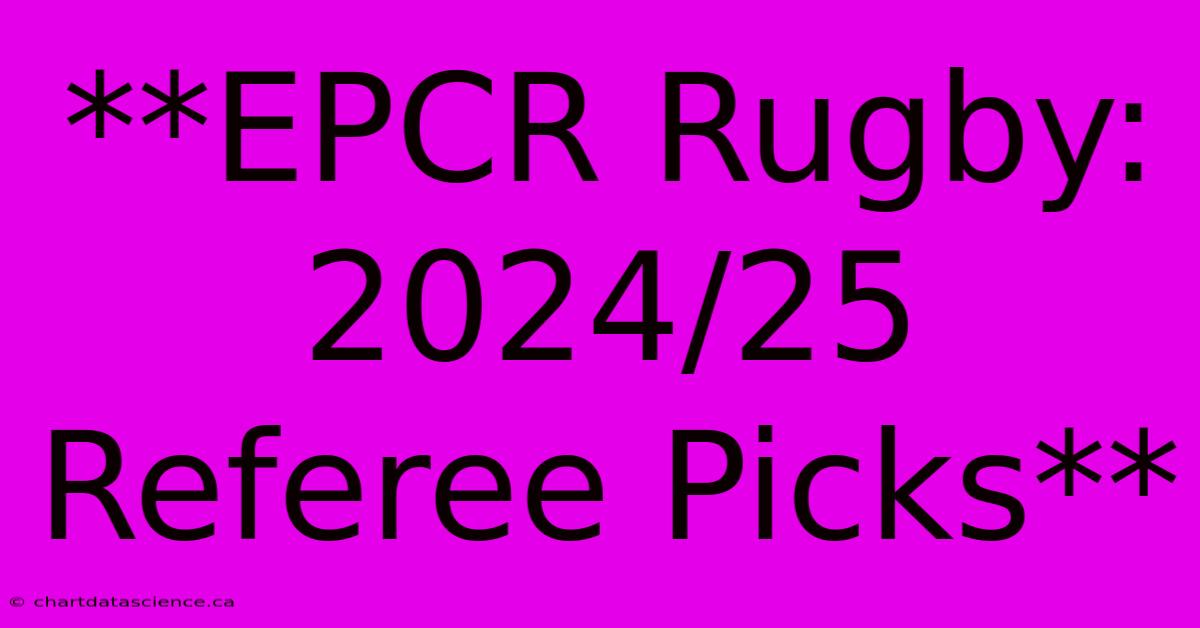 **EPCR Rugby: 2024/25 Referee Picks**