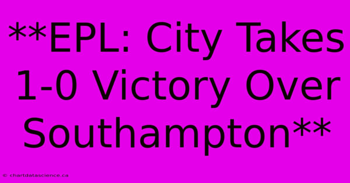 **EPL: City Takes 1-0 Victory Over Southampton** 