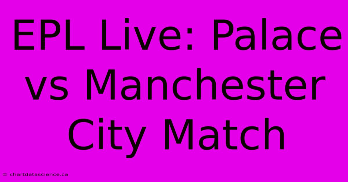 EPL Live: Palace Vs Manchester City Match