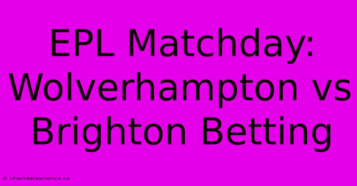 EPL Matchday: Wolverhampton Vs Brighton Betting