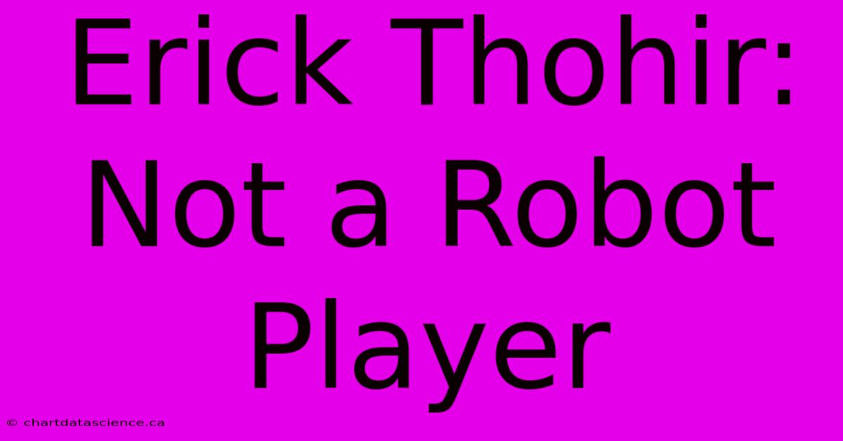 Erick Thohir: Not A Robot Player