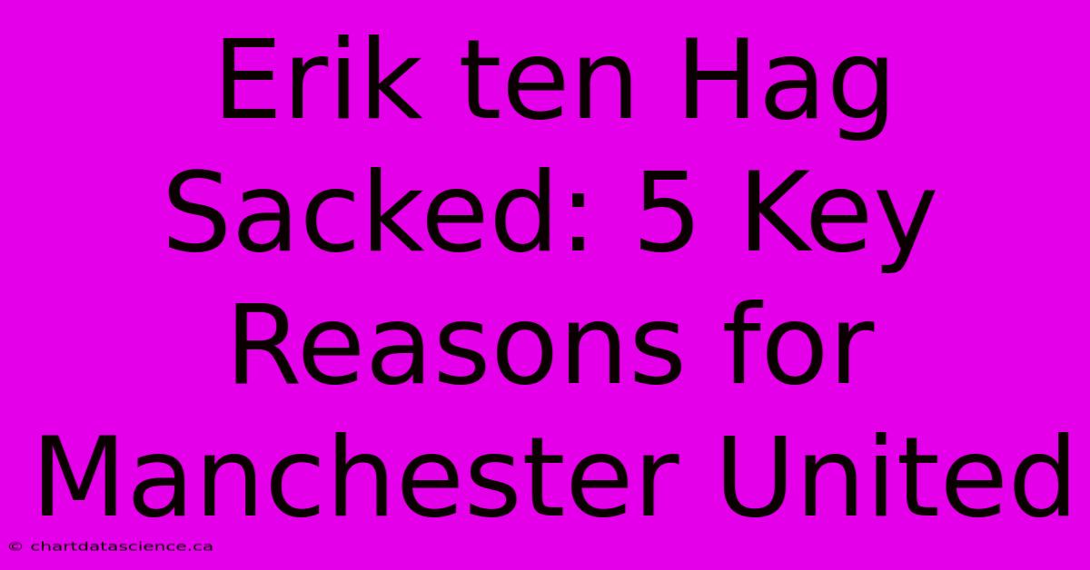 Erik Ten Hag Sacked: 5 Key Reasons For Manchester United