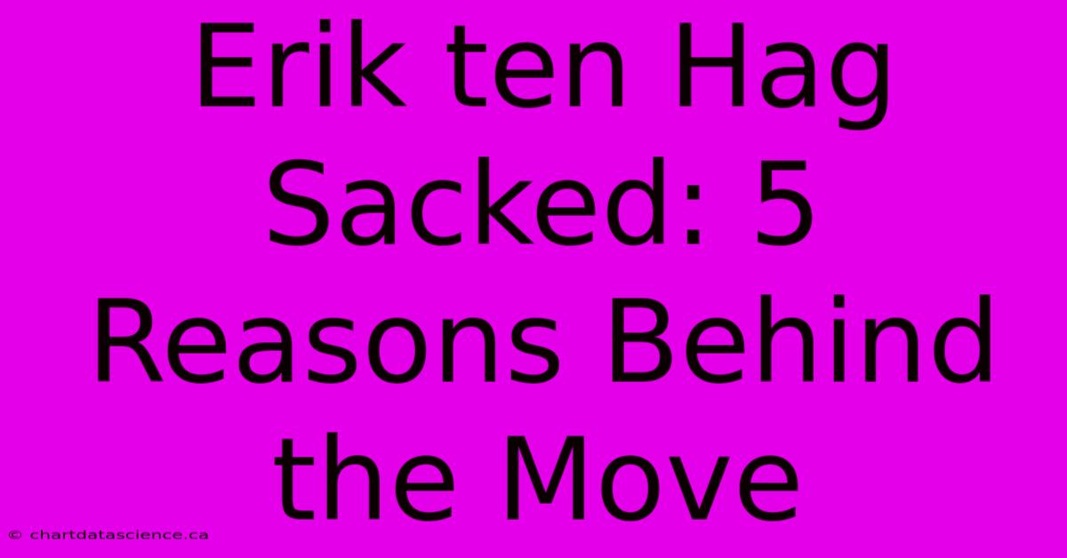 Erik Ten Hag Sacked: 5 Reasons Behind The Move