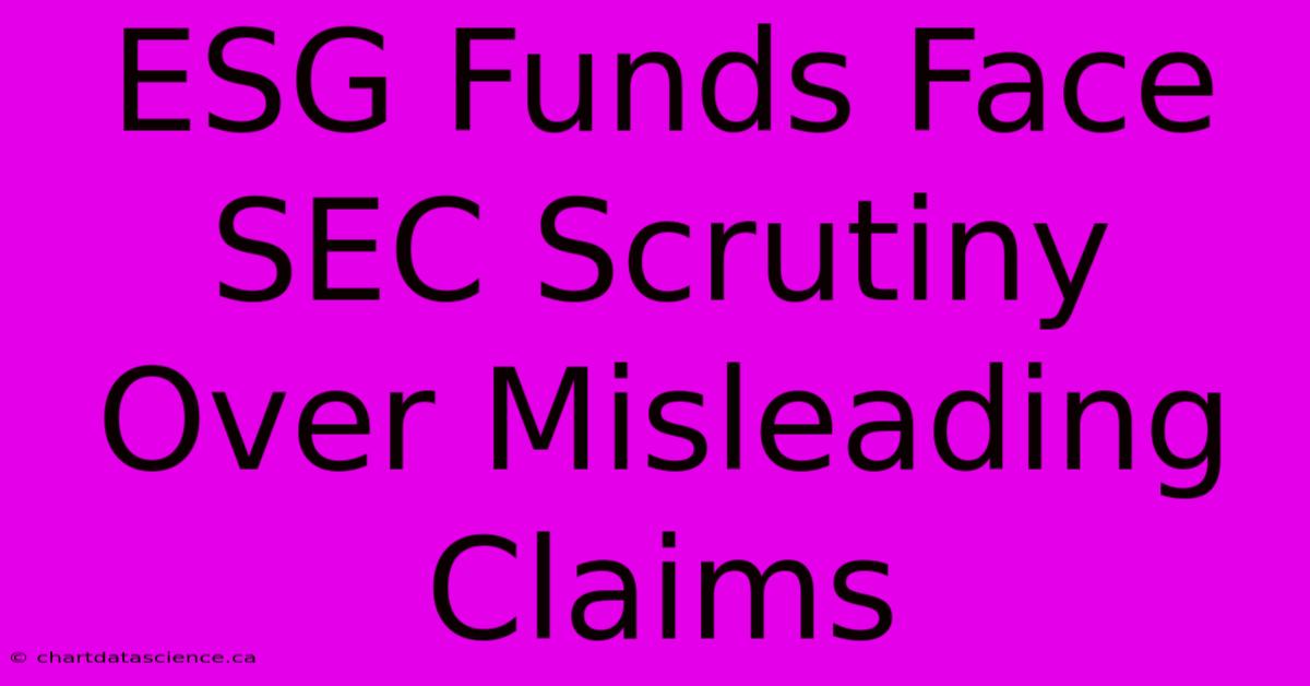 ESG Funds Face SEC Scrutiny Over Misleading Claims 