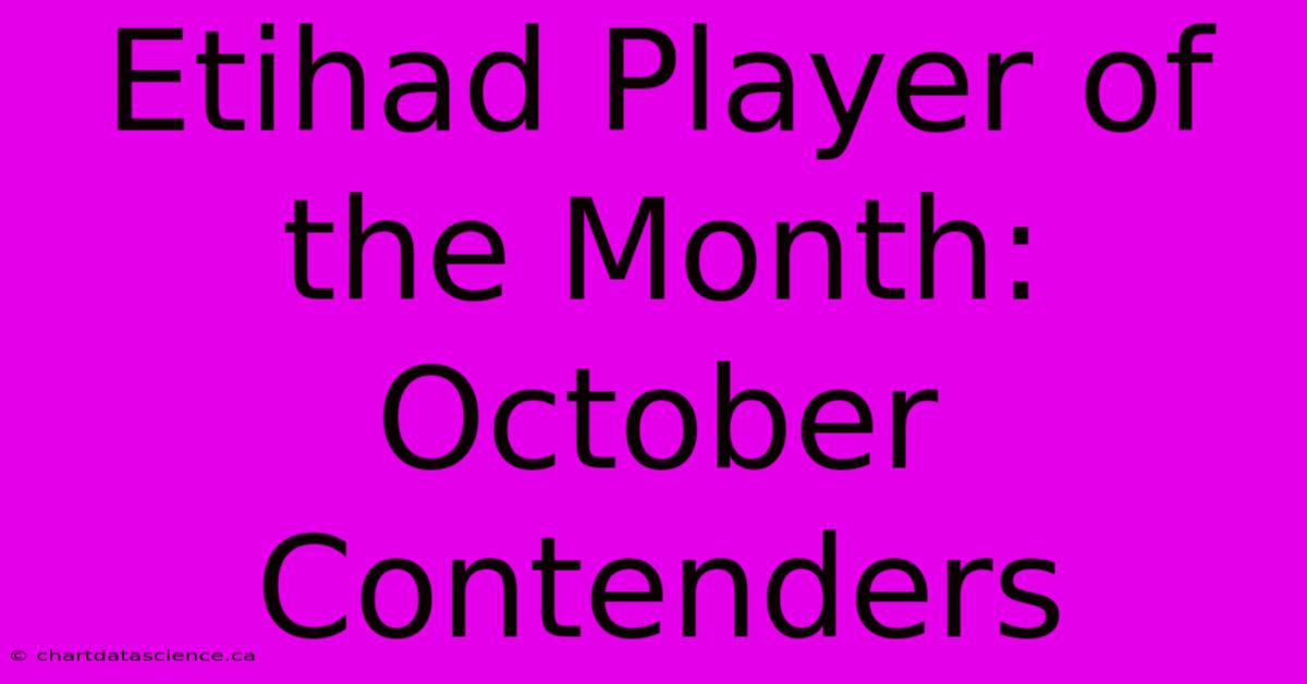 Etihad Player Of The Month: October Contenders 