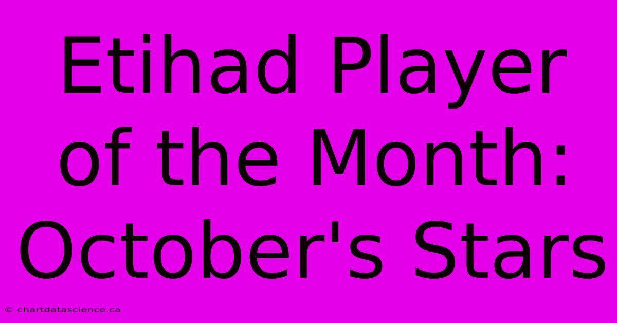 Etihad Player Of The Month: October's Stars