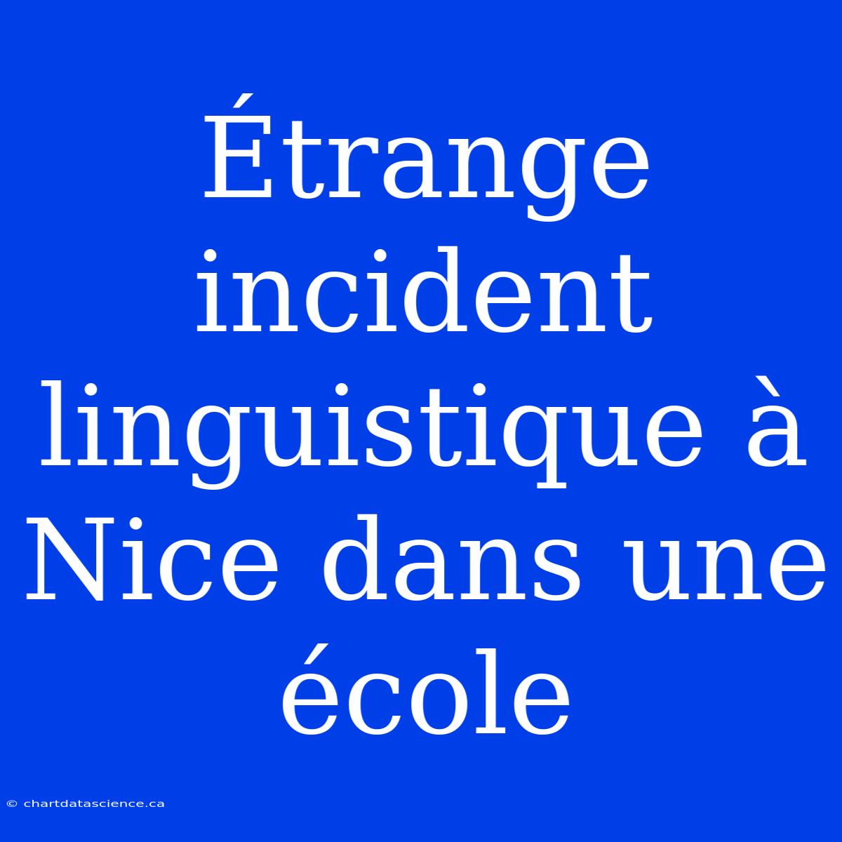 Étrange Incident Linguistique À Nice Dans Une École