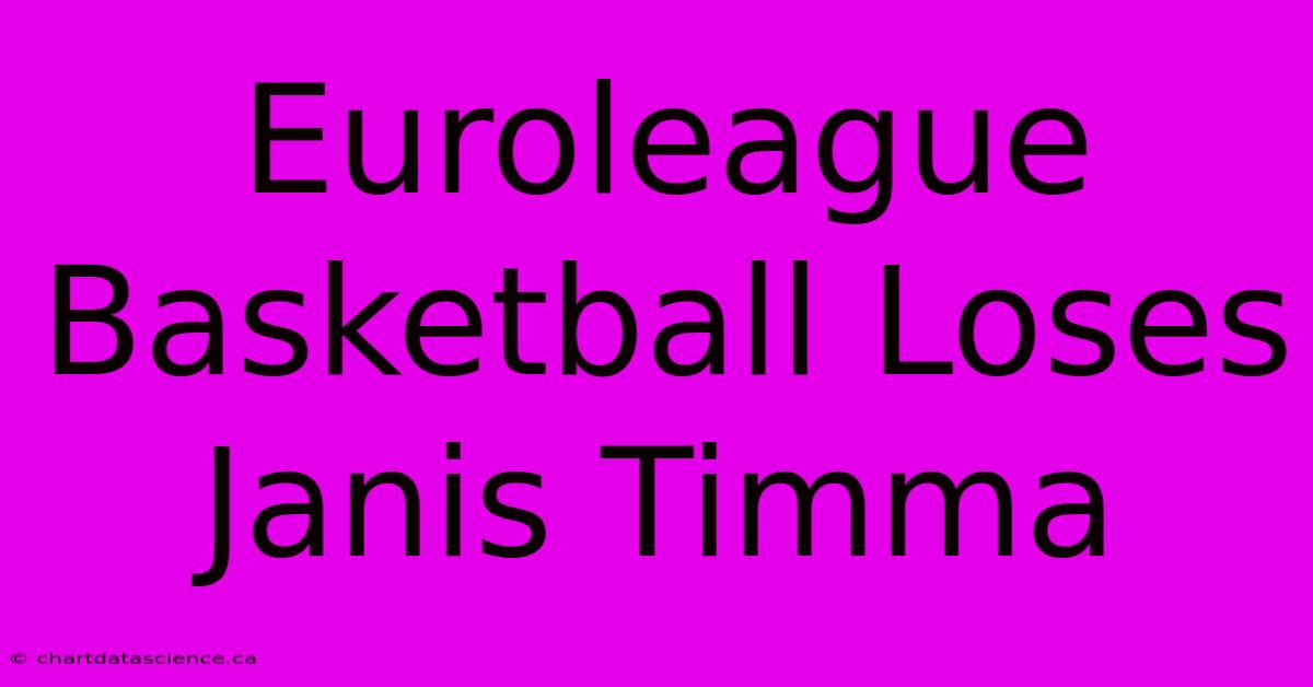 Euroleague Basketball Loses Janis Timma