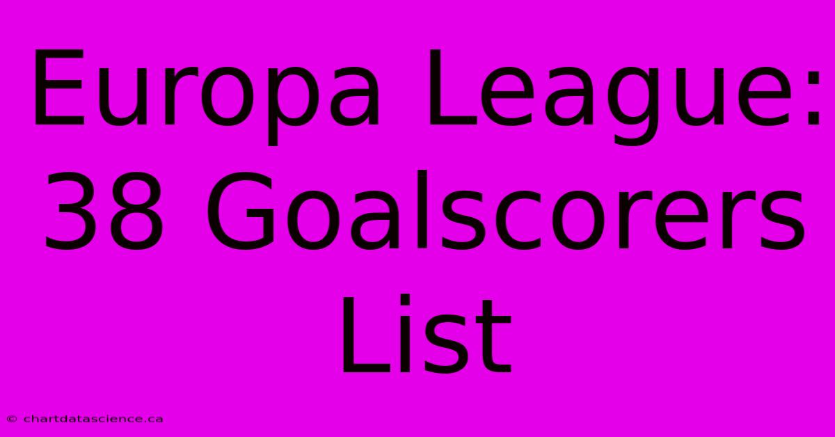 Europa League: 38 Goalscorers List