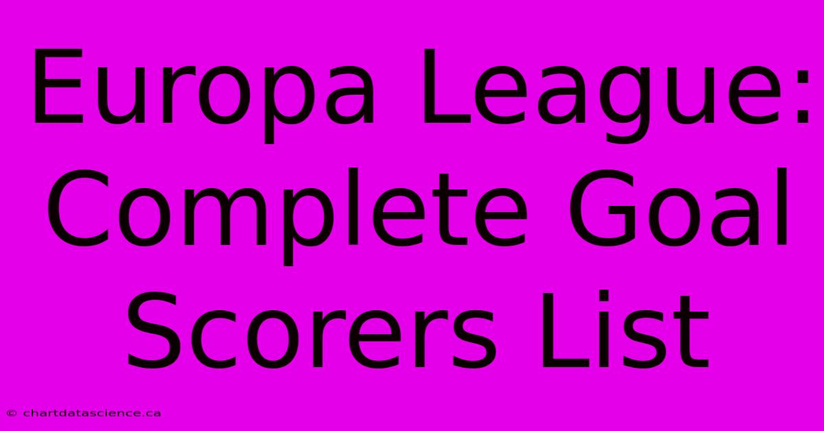 Europa League: Complete Goal Scorers List