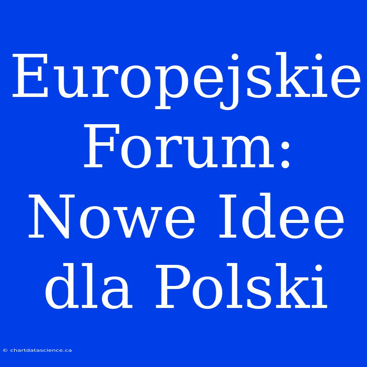 Europejskie Forum: Nowe Idee Dla Polski