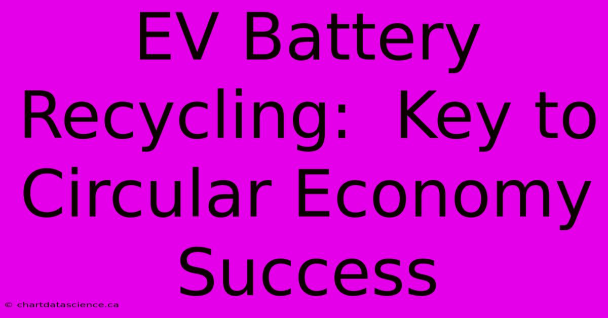 EV Battery Recycling:  Key To Circular Economy Success