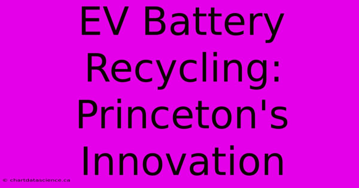 EV Battery Recycling: Princeton's Innovation 