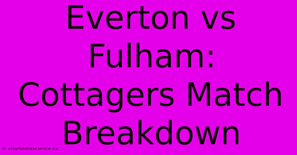 Everton Vs Fulham: Cottagers Match Breakdown