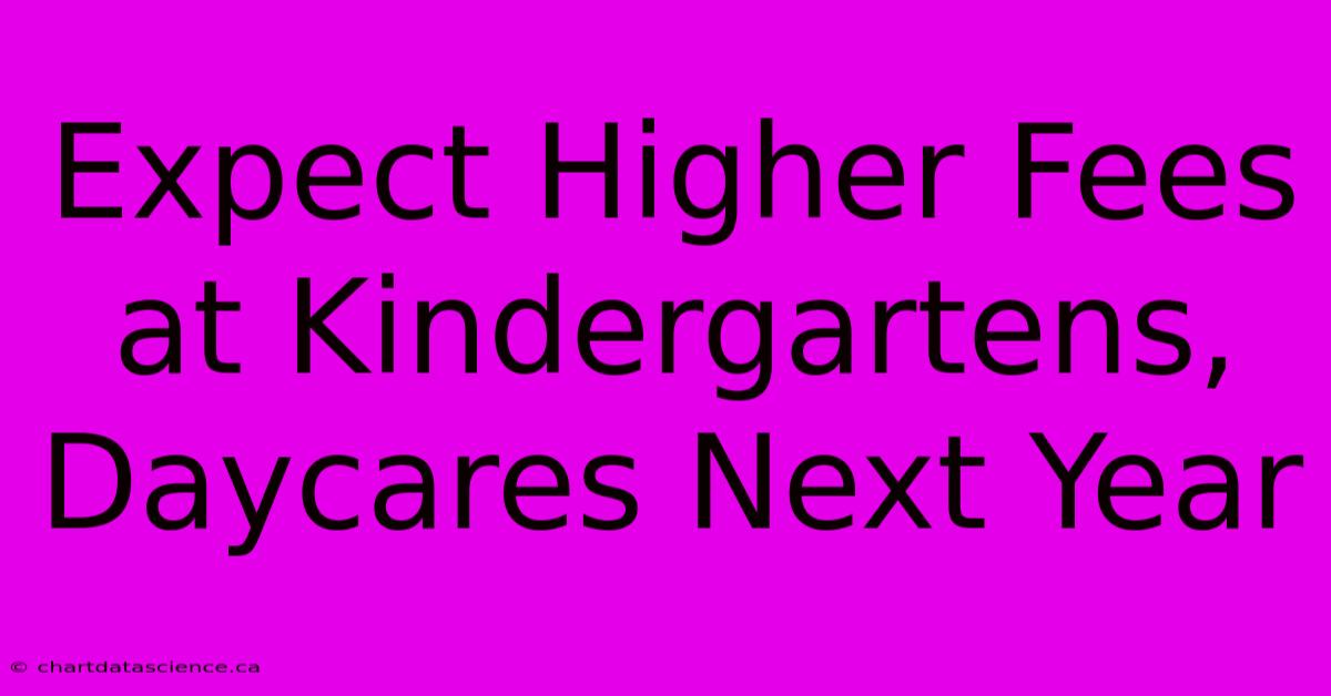 Expect Higher Fees At Kindergartens, Daycares Next Year