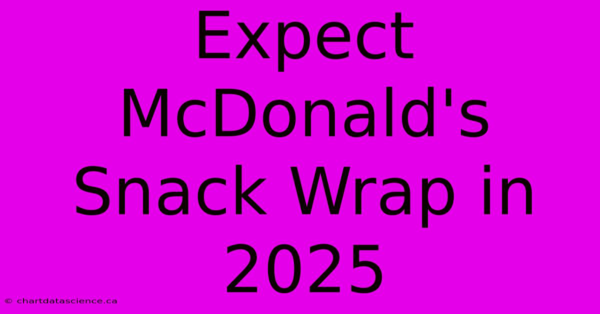 Expect McDonald's Snack Wrap In 2025