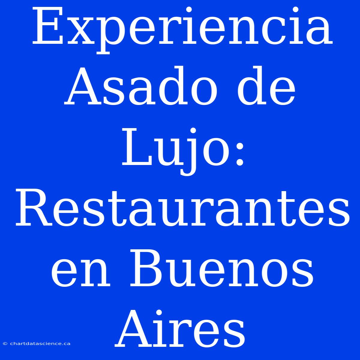 Experiencia Asado De Lujo: Restaurantes En Buenos Aires