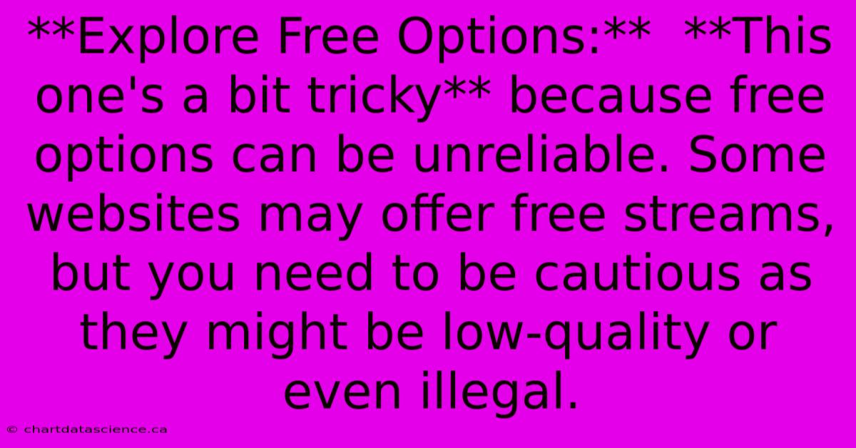 **Explore Free Options:**  **This One's A Bit Tricky** Because Free Options Can Be Unreliable. Some Websites May Offer Free Streams, But You Need To Be Cautious As They Might Be Low-quality Or Even Illegal.  