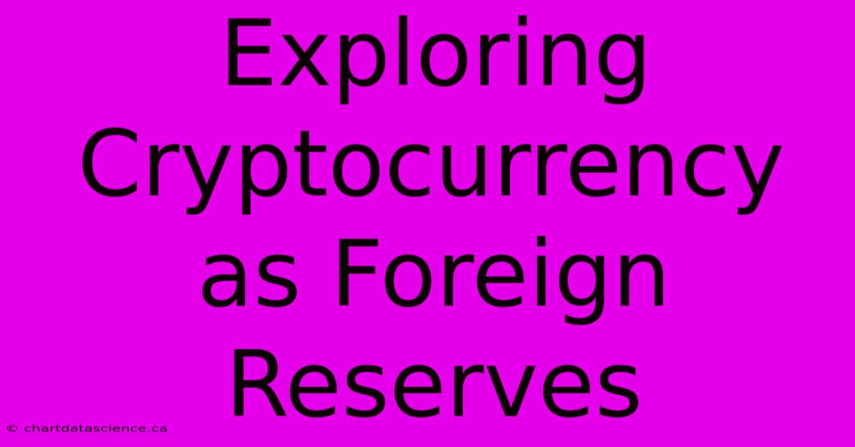 Exploring Cryptocurrency As Foreign Reserves