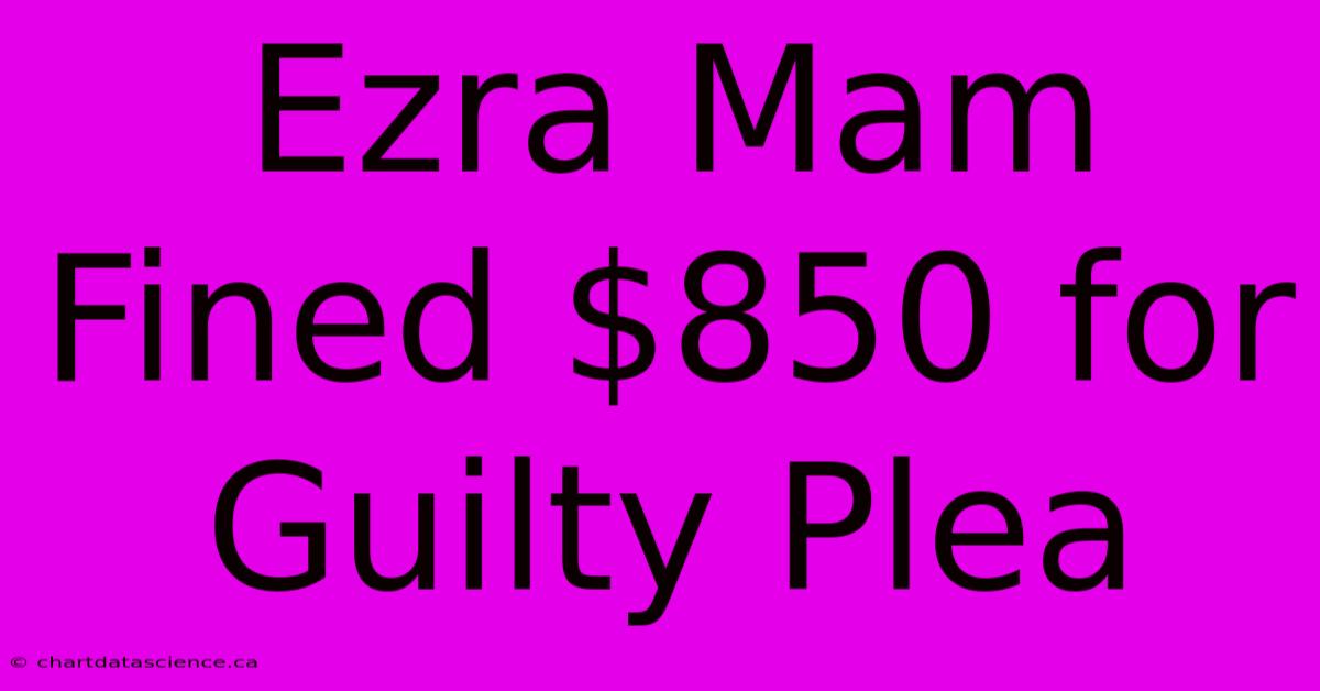 Ezra Mam Fined $850 For Guilty Plea