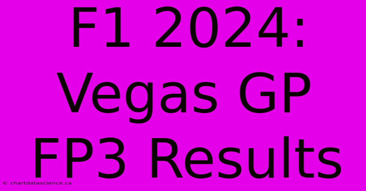 F1 2024: Vegas GP FP3 Results