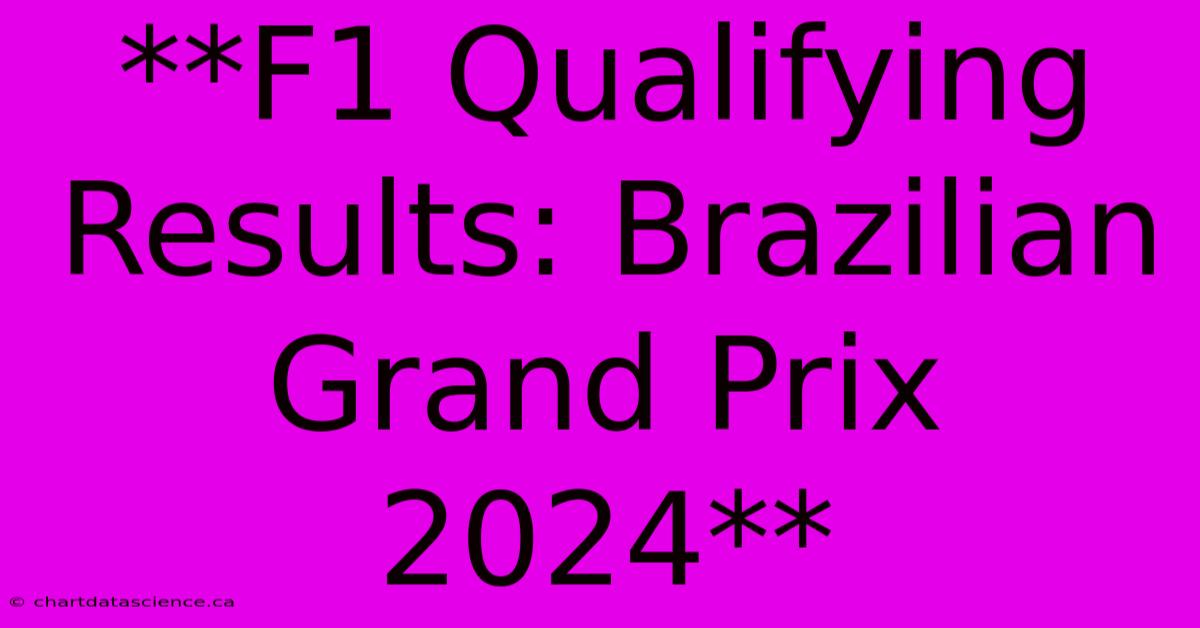 **F1 Qualifying Results: Brazilian Grand Prix 2024**