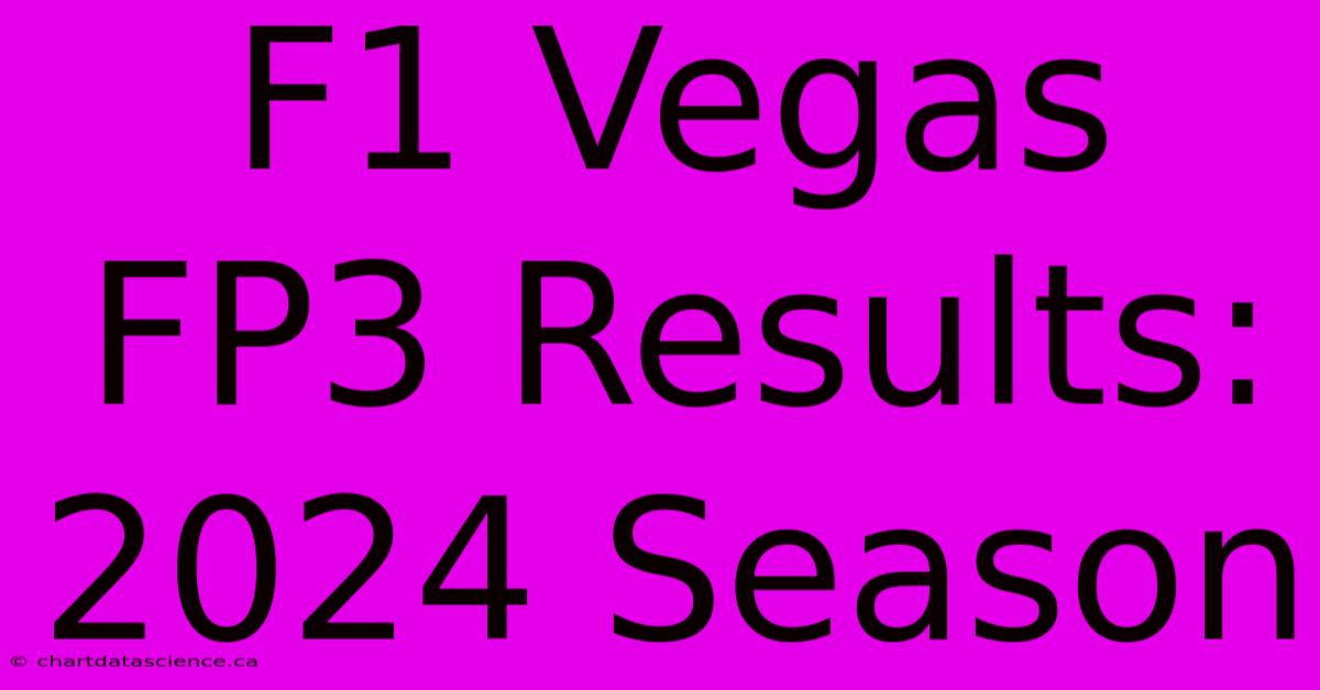 F1 Vegas FP3 Results: 2024 Season