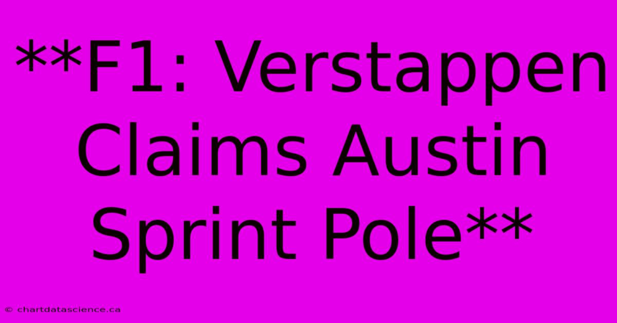 **F1: Verstappen Claims Austin Sprint Pole**