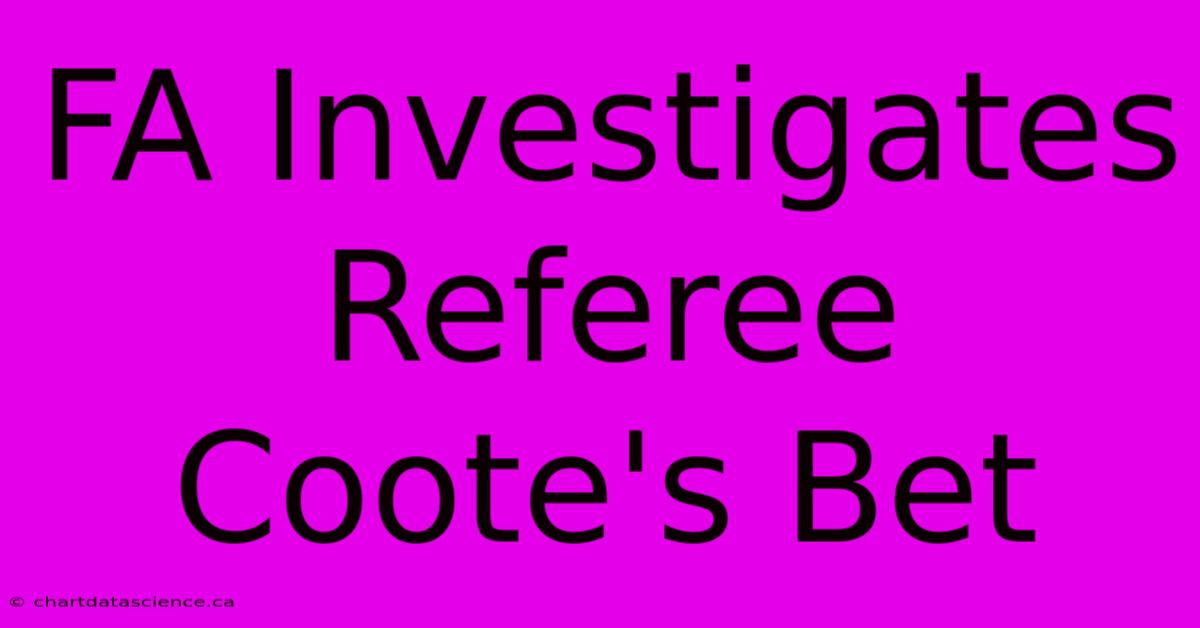 FA Investigates Referee Coote's Bet