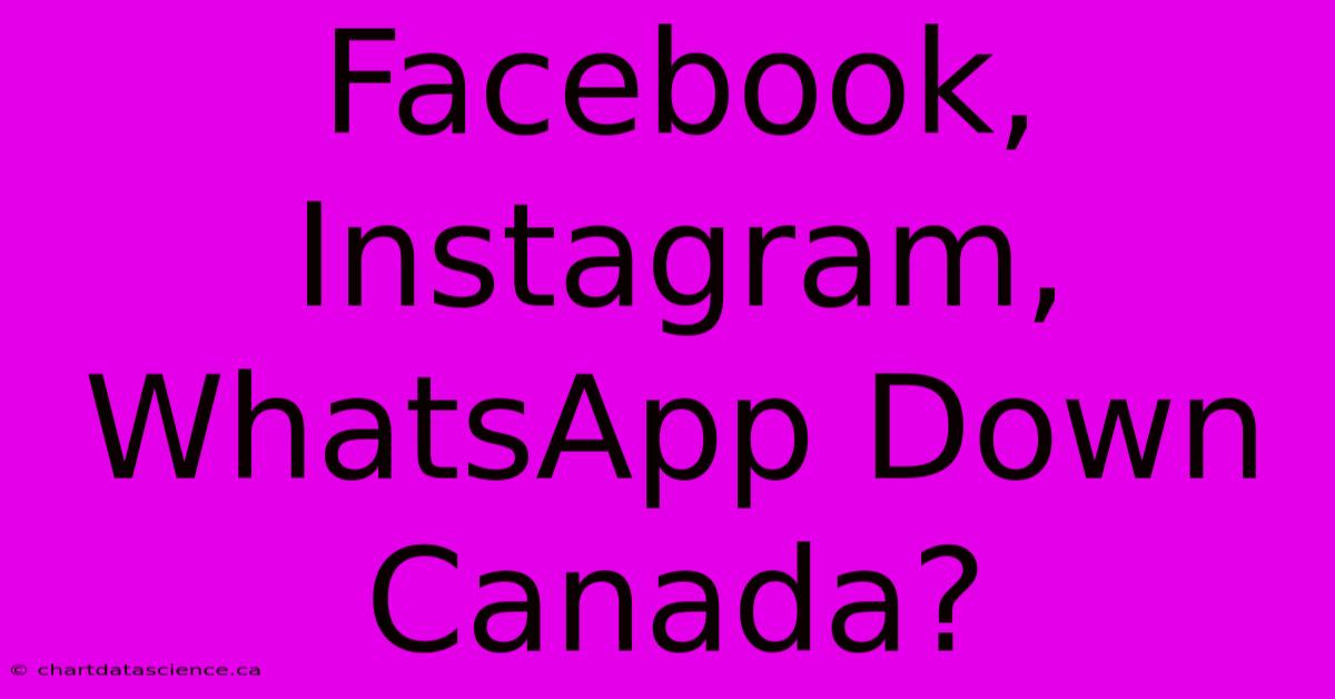 Facebook, Instagram, WhatsApp Down Canada?