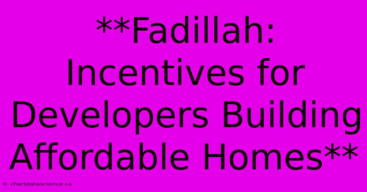 **Fadillah: Incentives For Developers Building Affordable Homes**