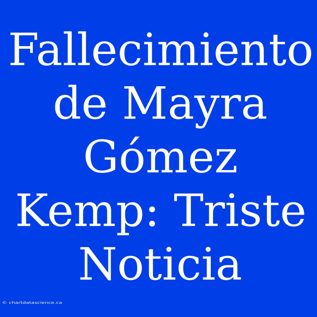 Fallecimiento De Mayra Gómez Kemp: Triste Noticia