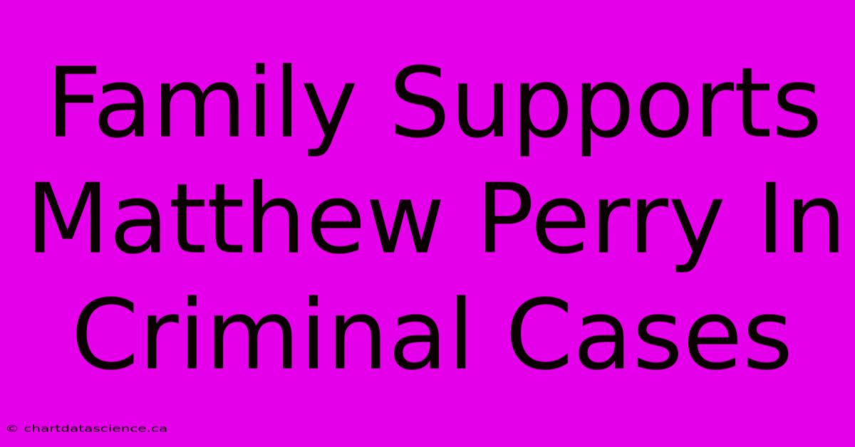 Family Supports Matthew Perry In Criminal Cases