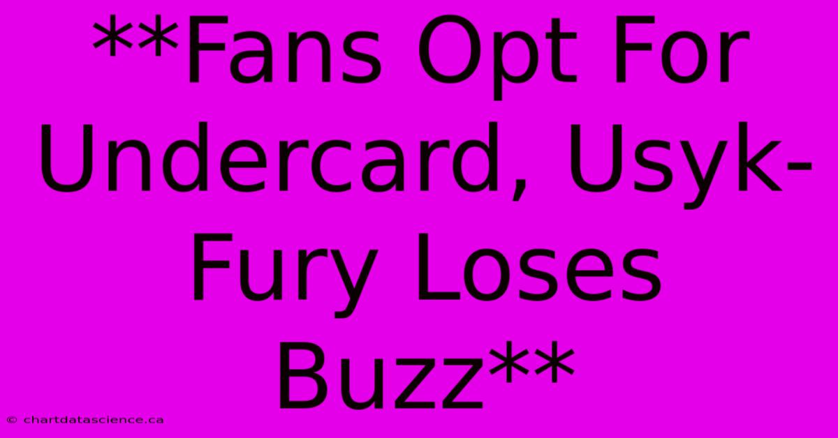 **Fans Opt For Undercard, Usyk-Fury Loses Buzz** 