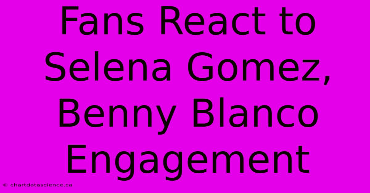 Fans React To Selena Gomez, Benny Blanco Engagement