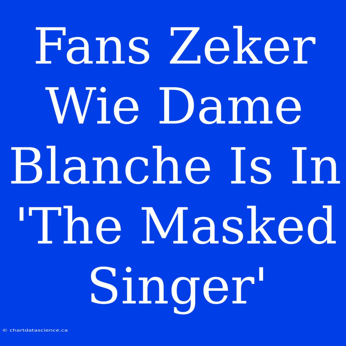 Fans Zeker Wie Dame Blanche Is In 'The Masked Singer'