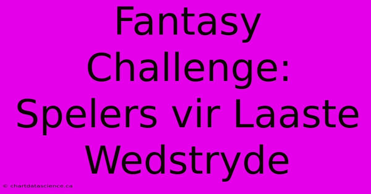 Fantasy Challenge: Spelers Vir Laaste Wedstryde