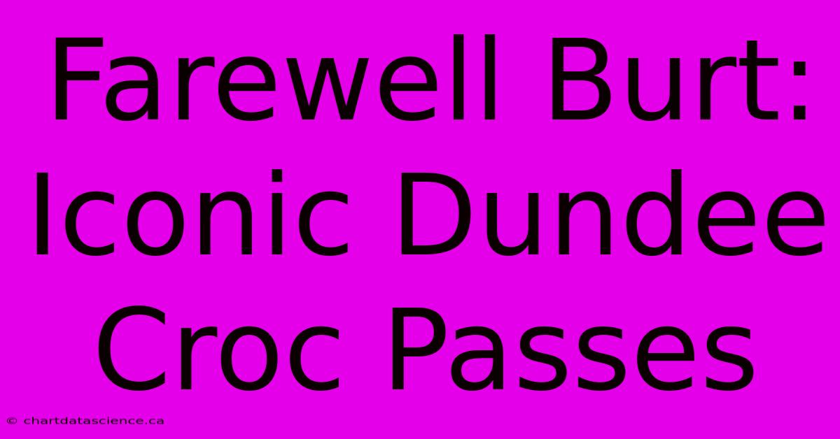 Farewell Burt: Iconic Dundee Croc Passes