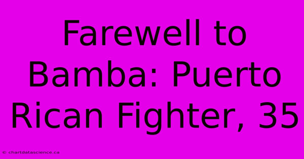 Farewell To Bamba: Puerto Rican Fighter, 35