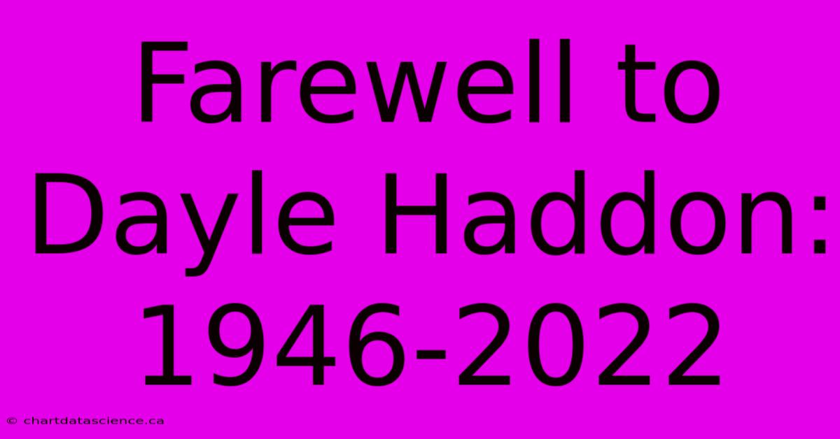 Farewell To Dayle Haddon: 1946-2022