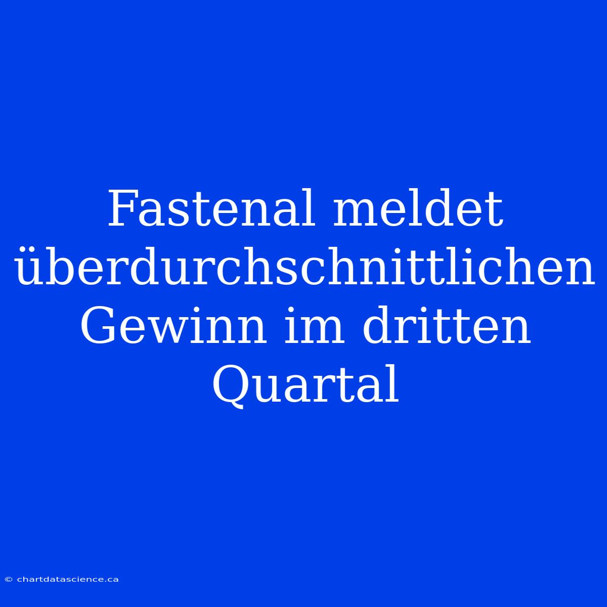 Fastenal Meldet Überdurchschnittlichen Gewinn Im Dritten Quartal