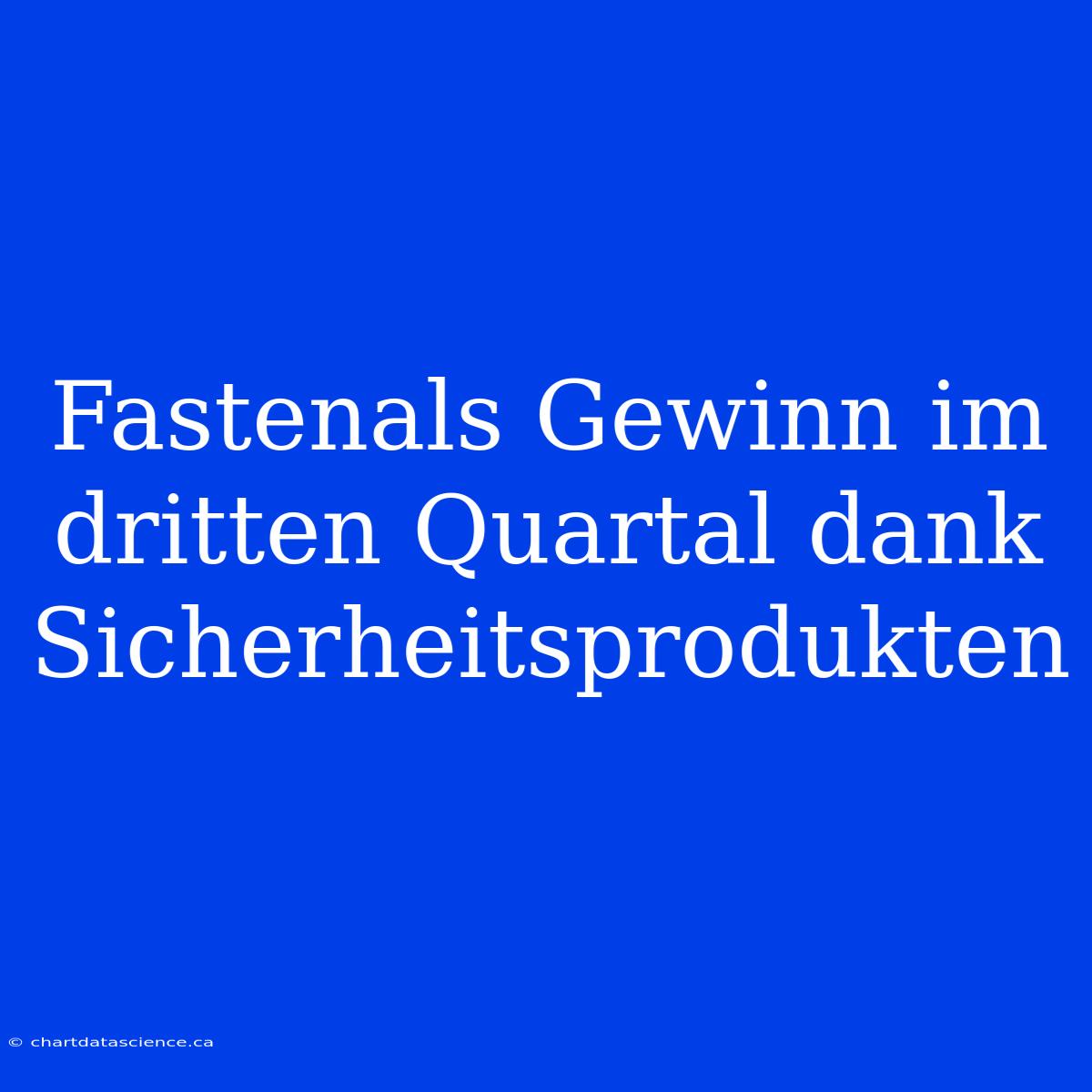 Fastenals Gewinn Im Dritten Quartal Dank Sicherheitsprodukten