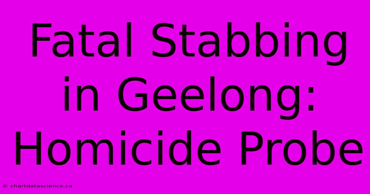 Fatal Stabbing In Geelong: Homicide Probe