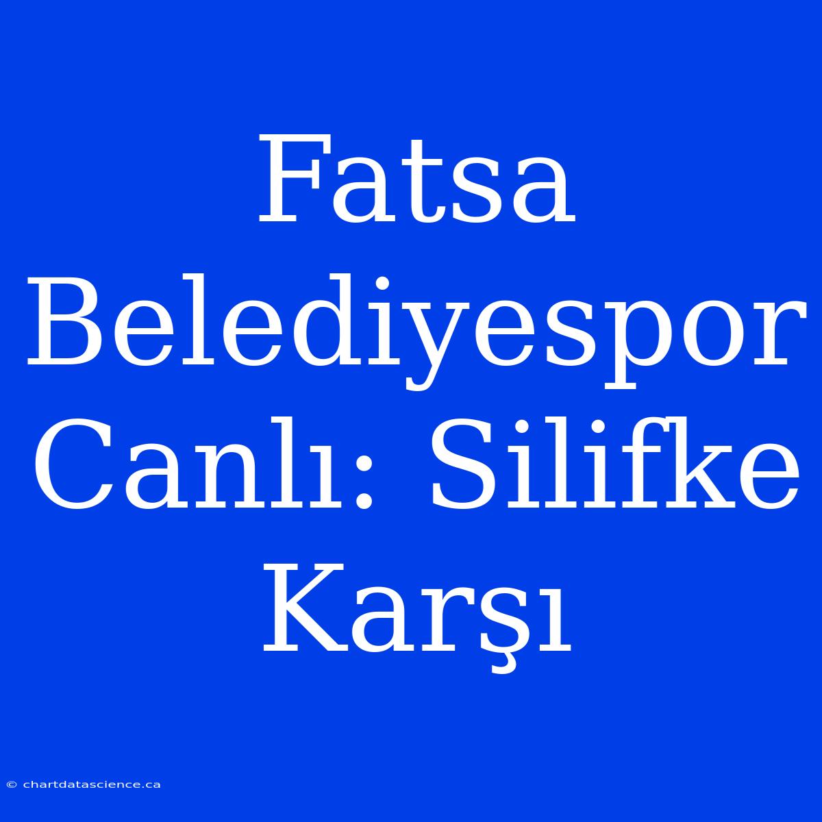 Fatsa Belediyespor Canlı: Silifke Karşı